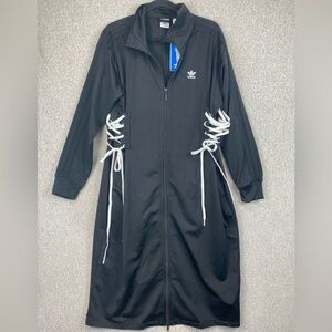 Adidas extra long track jacket 1X lace up sides athletic athleisure nylon